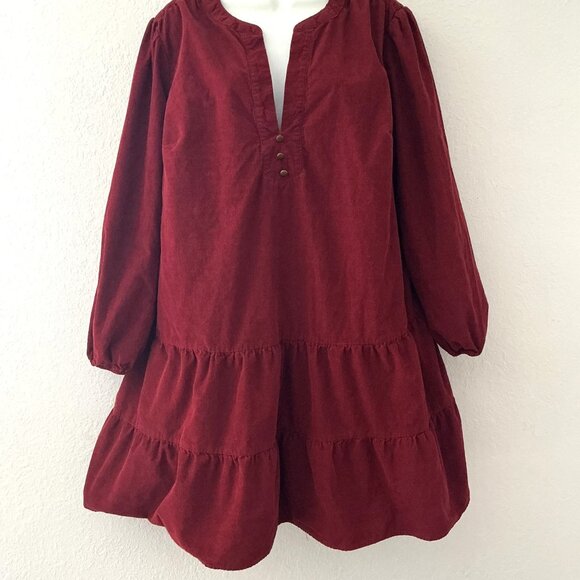 CRANBERRY WOVEN TIERED DRESS HOLIDAY CASUAL PLUS SIZE XXL-20 GUC - Picture 4 of 14